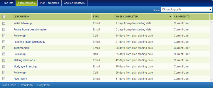 Top Producer 8i - Plan Activities