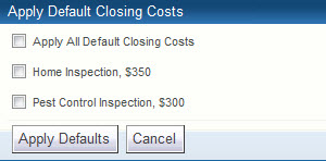 Top Producer 8i - Financial - Apply Default Closing Costs