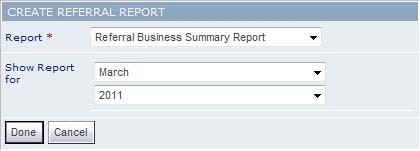 Create Referral Business Summary Report