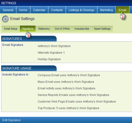 Email Signature Settings