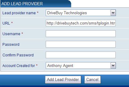 Add Lead Provider: DriveBuy Technologies