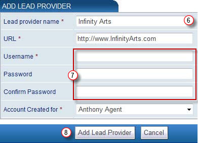 Add Lead Provider: Infinity Arts