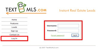 Log in to TextMyMLS