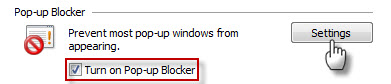 Configuring Internet Explorer Pop-Up Blocker