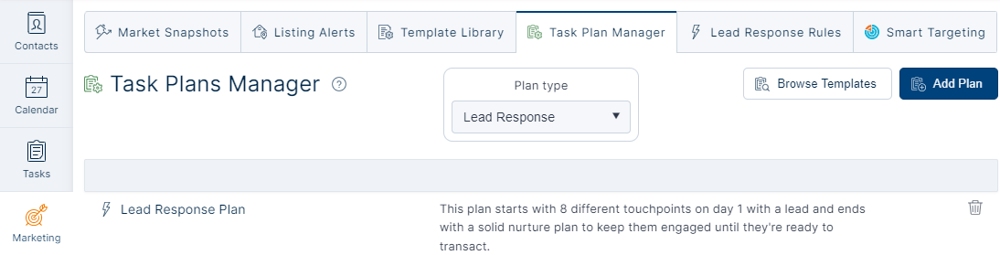 marketing task plans manager lead response plan